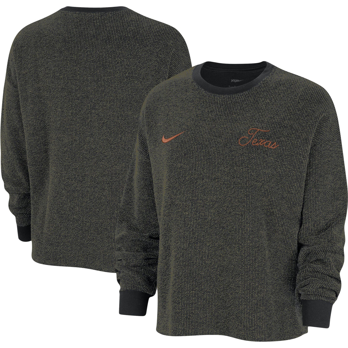 Women's Nike Black Texas Longhorns Yoga Script Pullover Sweatshirt