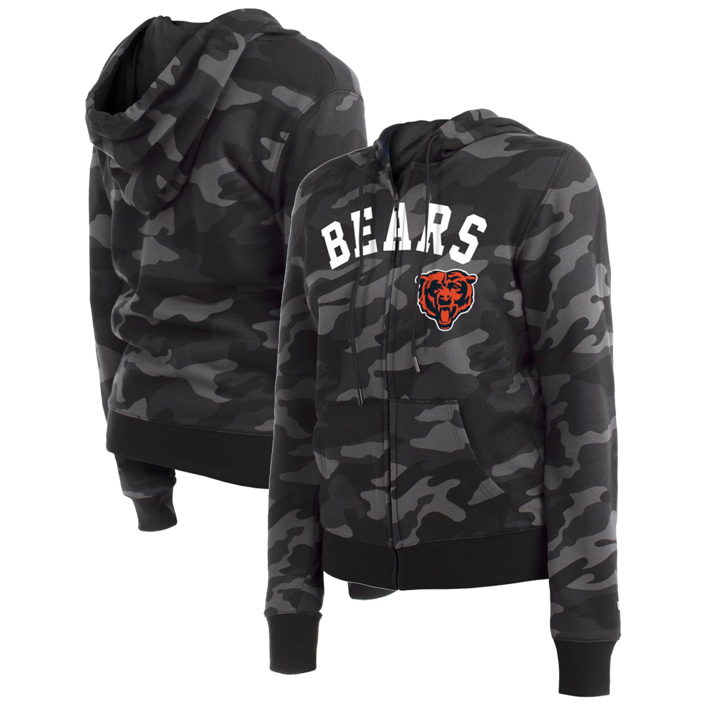 Women's New Era Black Chicago Bears Camo Full-Zip Hoodie