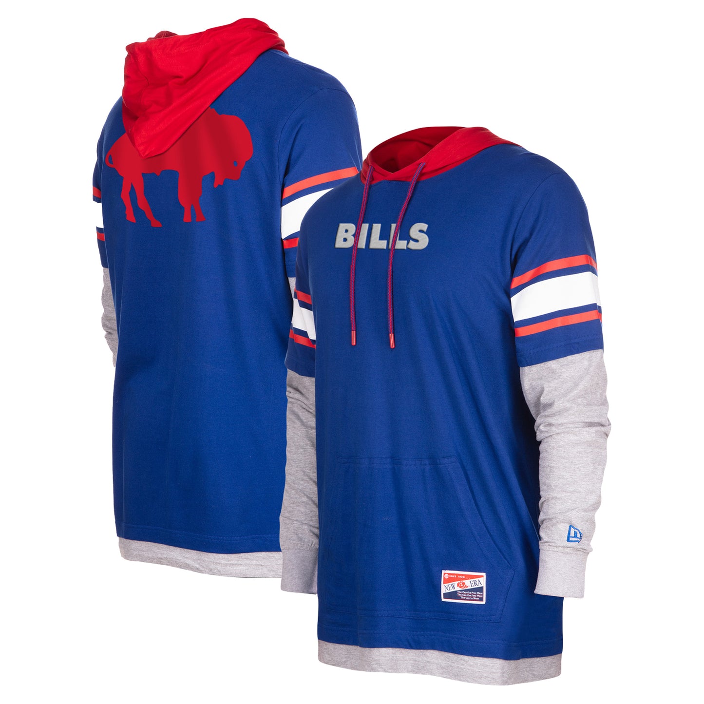 Men's New Era Royal Buffalo Bills Throwback Long Sleeve Hoodie T-Shirt