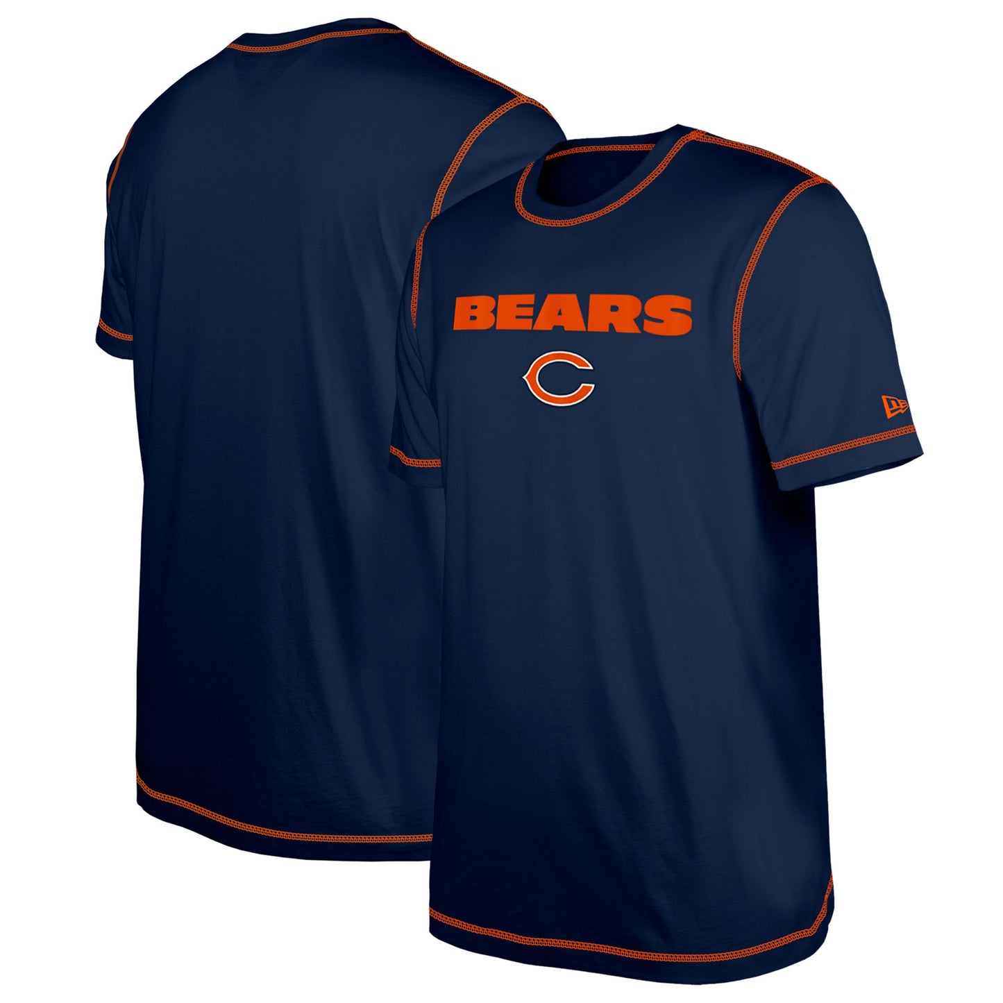 Men's New Era Navy Chicago Bears Third Down Puff Print T-Shirt