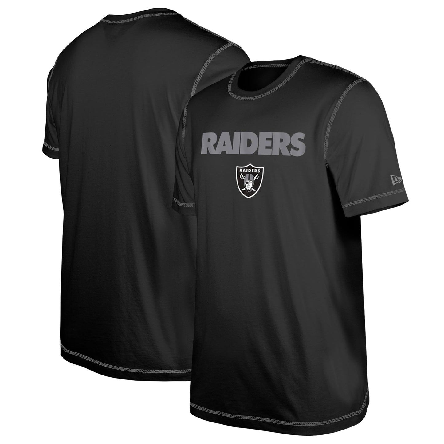 Men's New Era Black Las Vegas Raiders Third Down Puff Print T-Shirt