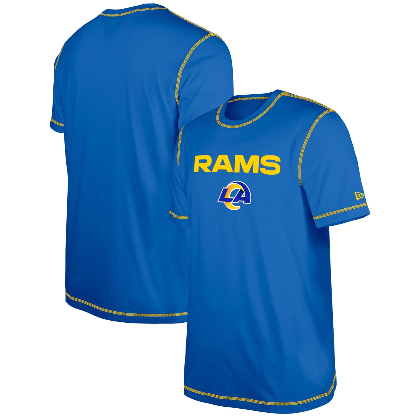 Men's New Era Royal Los Angeles Rams Third Down Puff Print T-Shirt