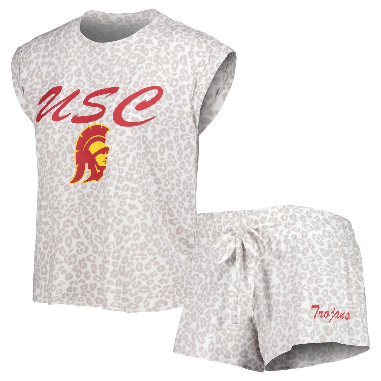 Women's Concepts Sport Cream USC Trojans Montana T-Shirt & Shorts Sleep Set