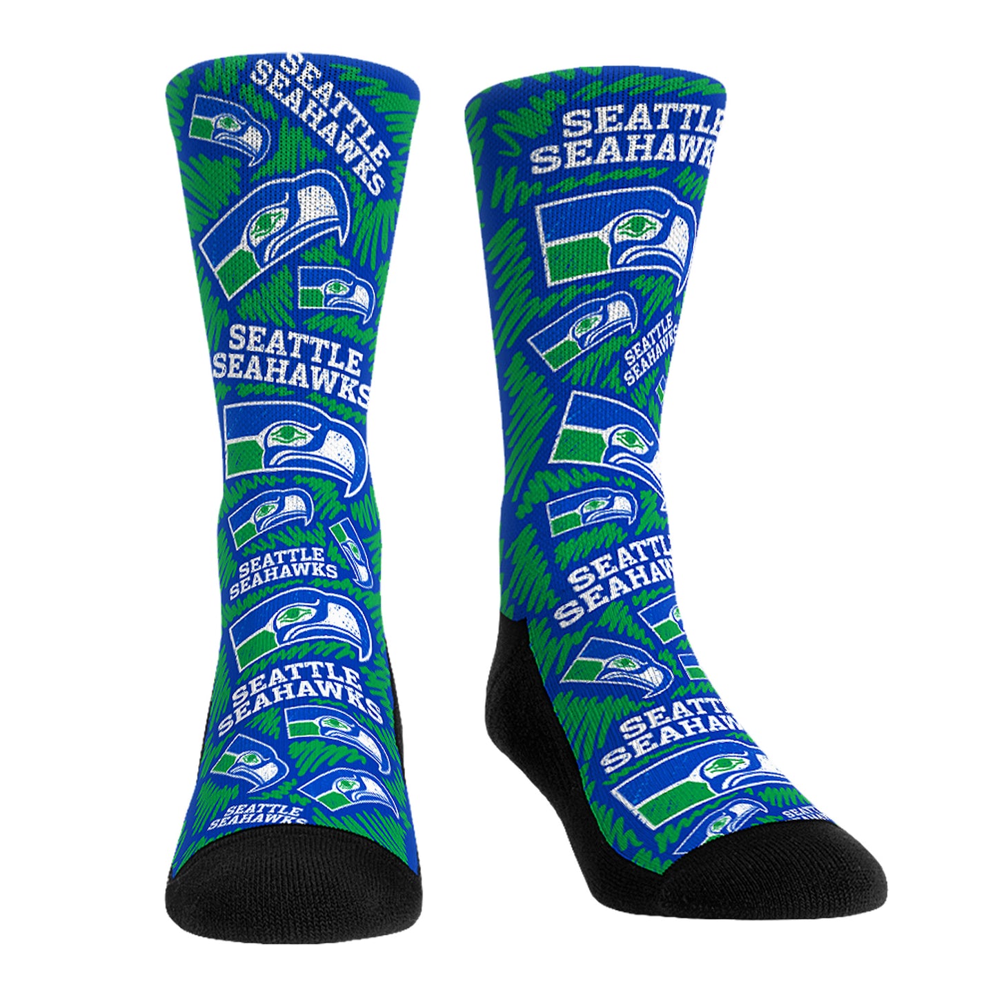 Rock Em Socks Seattle Seahawks Throwback Logo Sketch Crew Socks