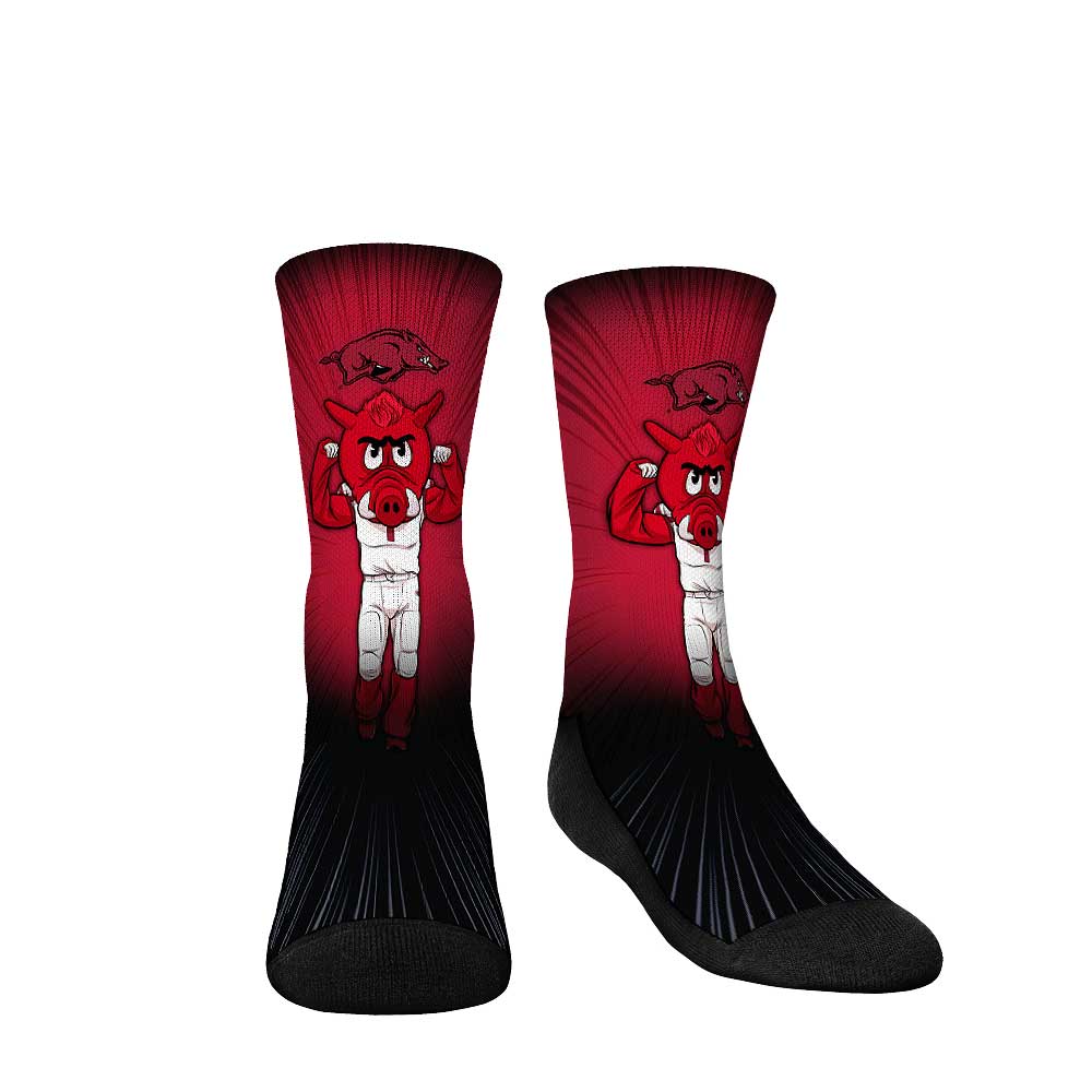 Youth Rock Em Socks Arkansas Razorbacks Mascot Pump Up Crew Socks