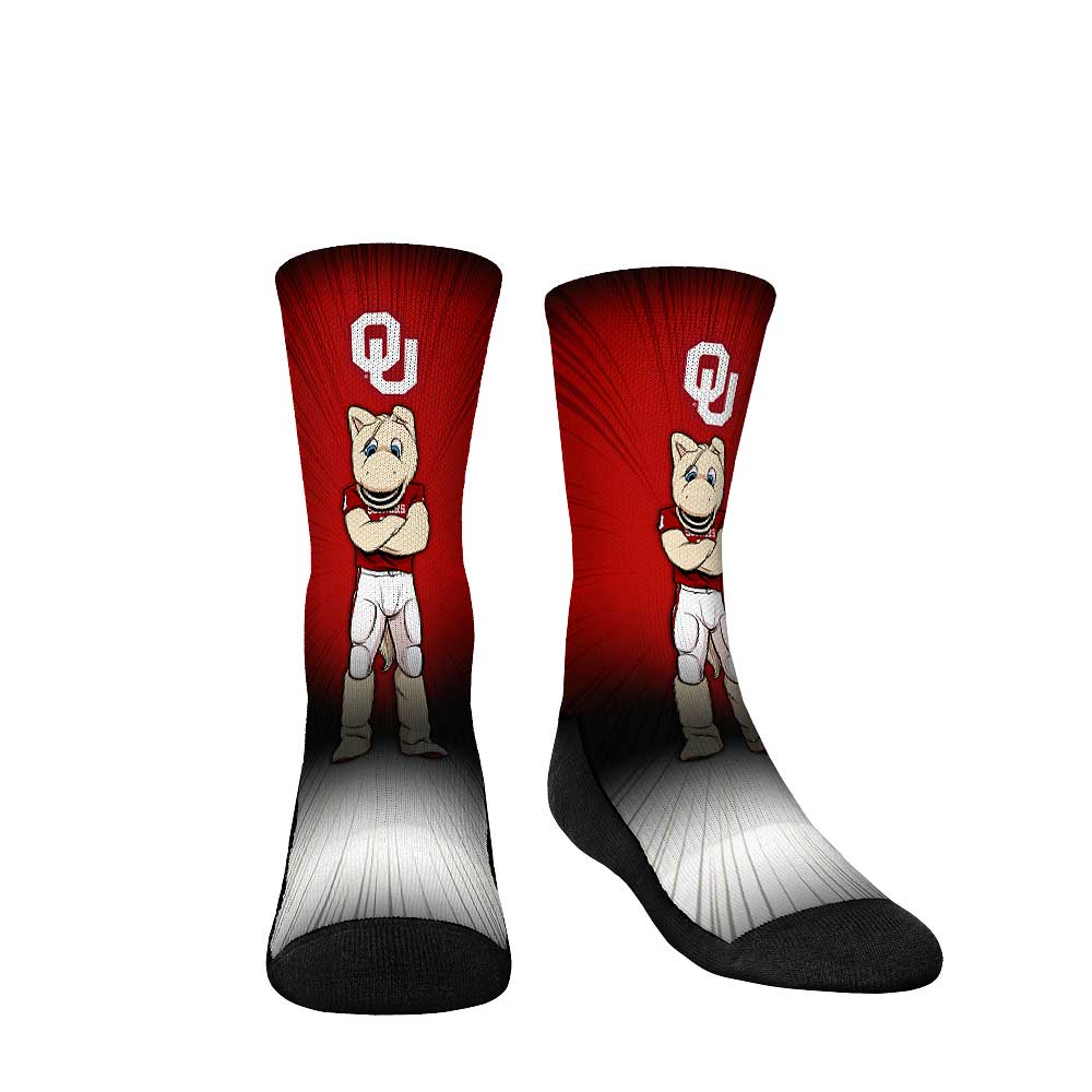 Youth Rock Em Socks Oklahoma Sooners Mascot Pump Up Crew Socks