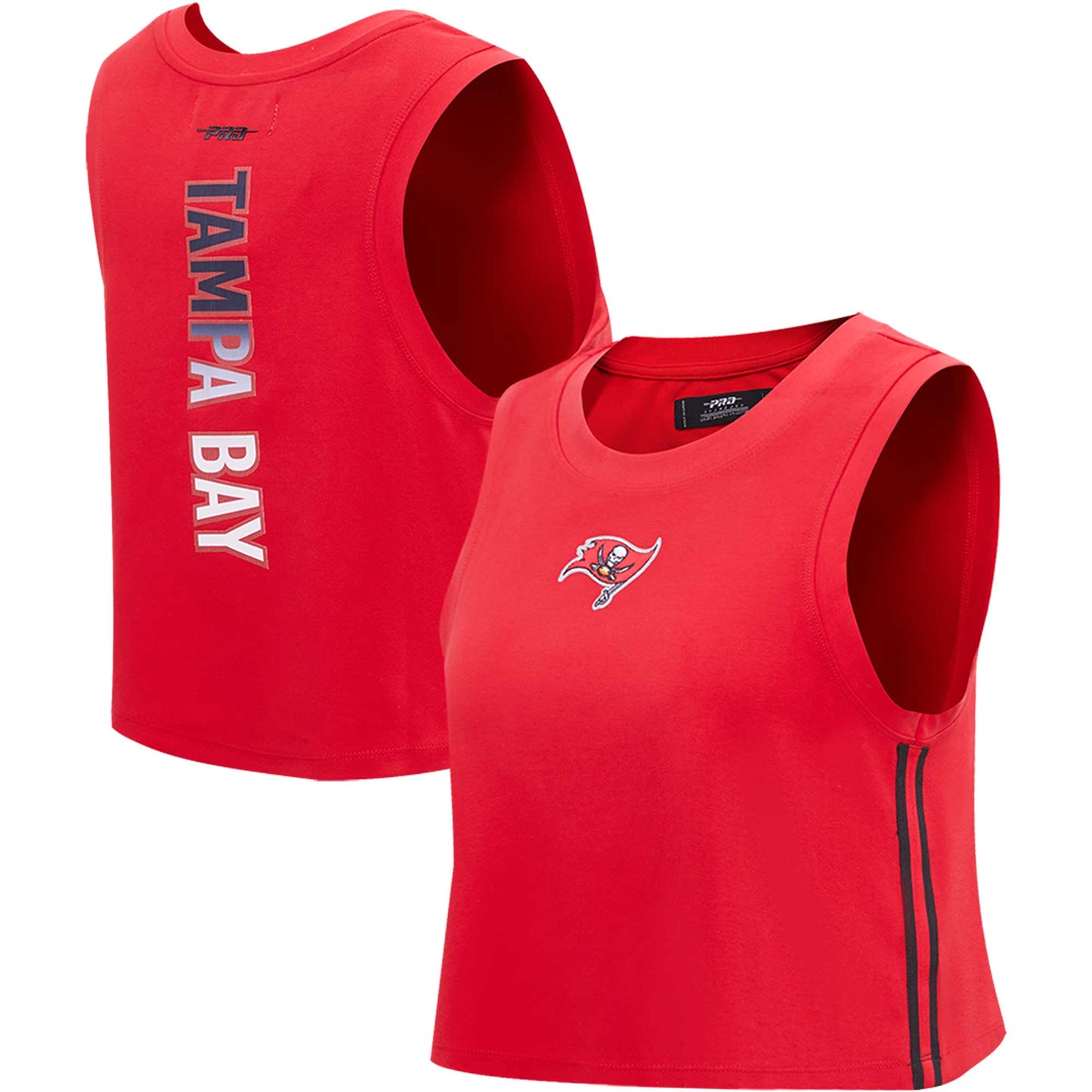Women's Pro Standard Red Tampa Bay Buccaneers Ombre Wordmark Classic Cropped Tank Top