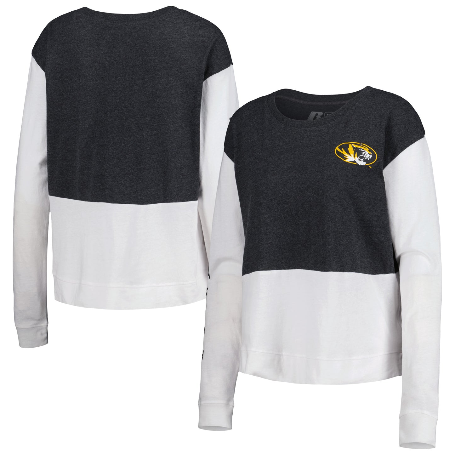 Women's Russell Heather Black Missouri Tigers Relaxed Long Sleeve T-Shirt