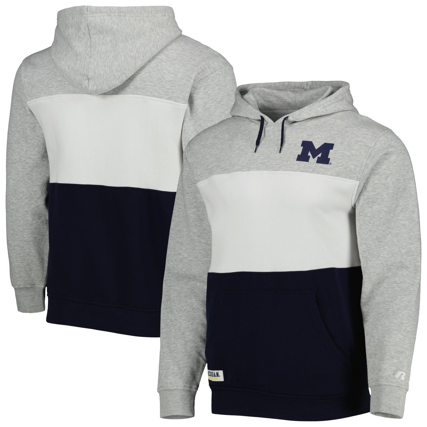 Men's Russell Heather Gray Michigan Wolverines Classic Pullover Hoodie