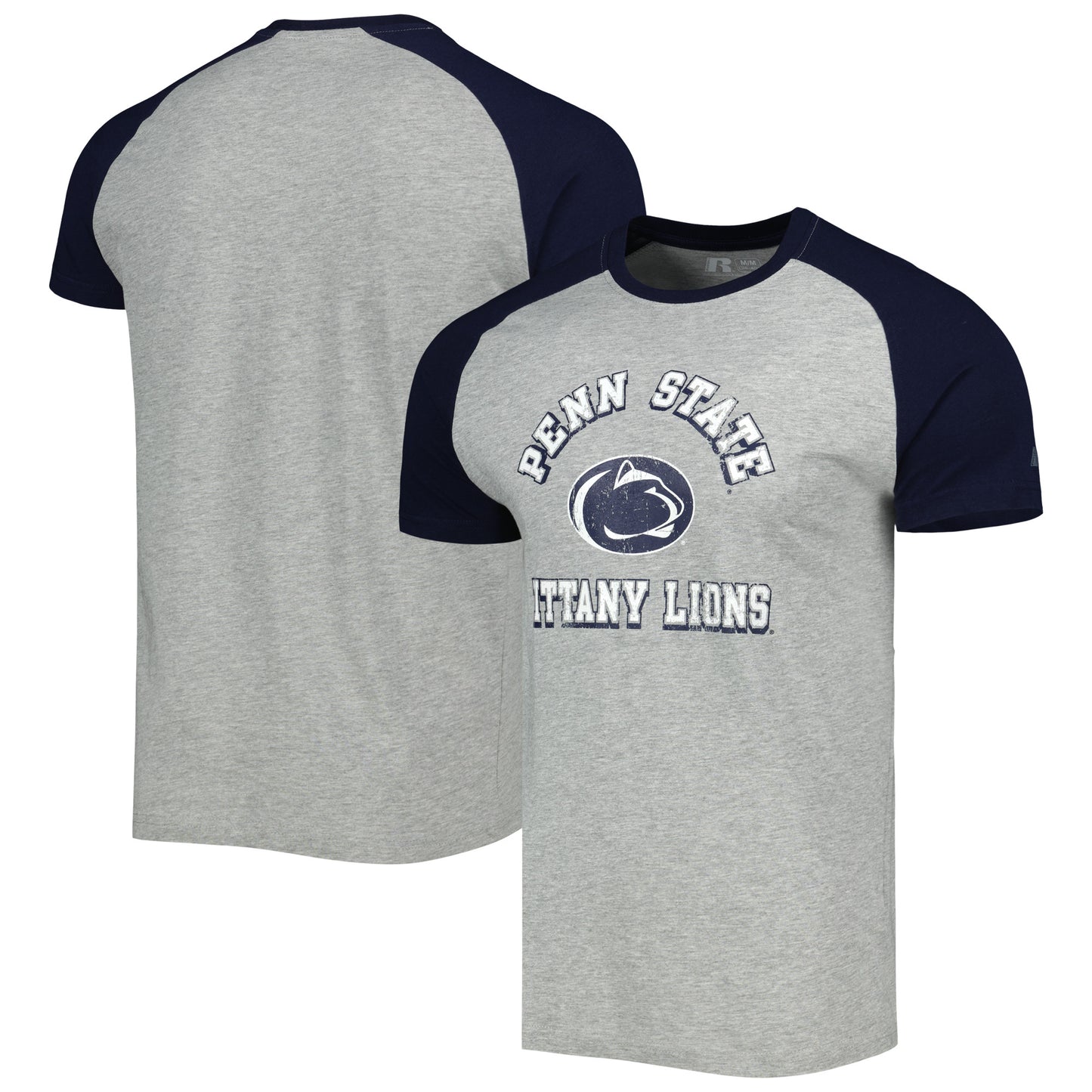 Men's Russell Heather Gray Penn State Nittany Lions Raglan T-Shirt
