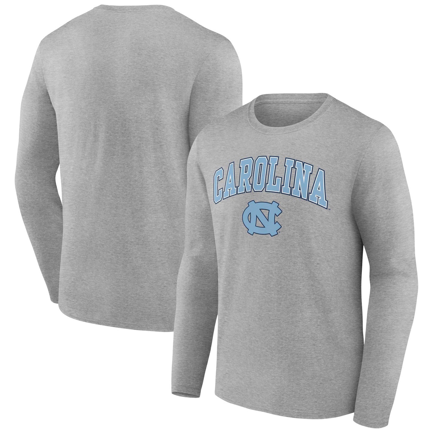 Men's Fanatics Heather Gray North Carolina Tar Heels Campus Long Sleeve T-Shirt
