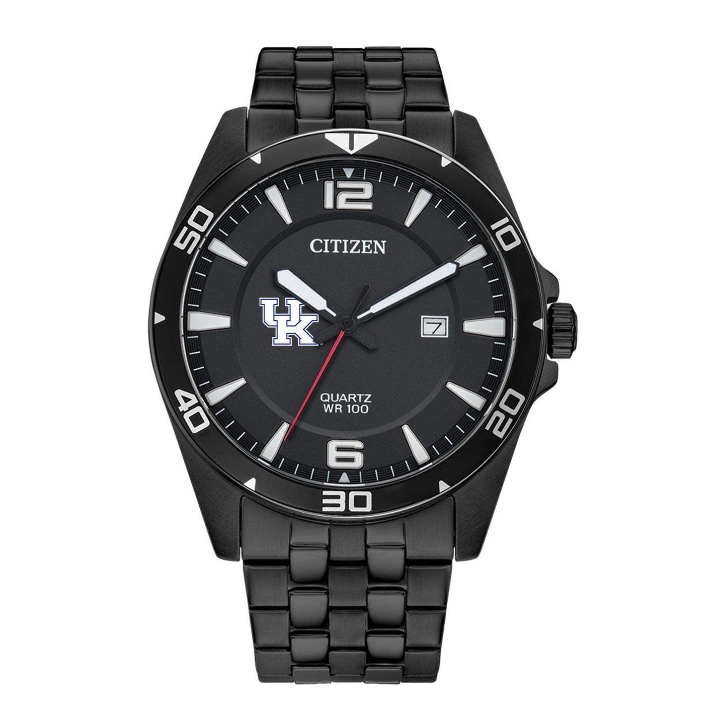 Men's Kentucky Wildcats Citizen Quartz Black-Tone Stainless Steel Watch