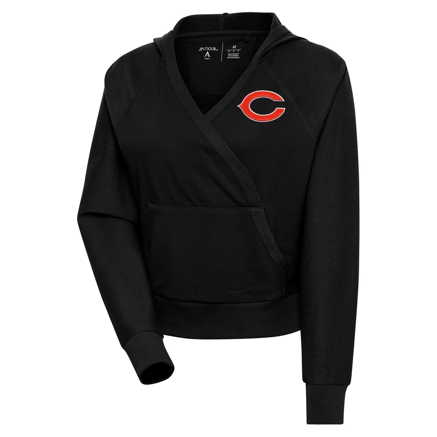 Women's Antigua Black Chicago Bears Point Pullover Hoodie