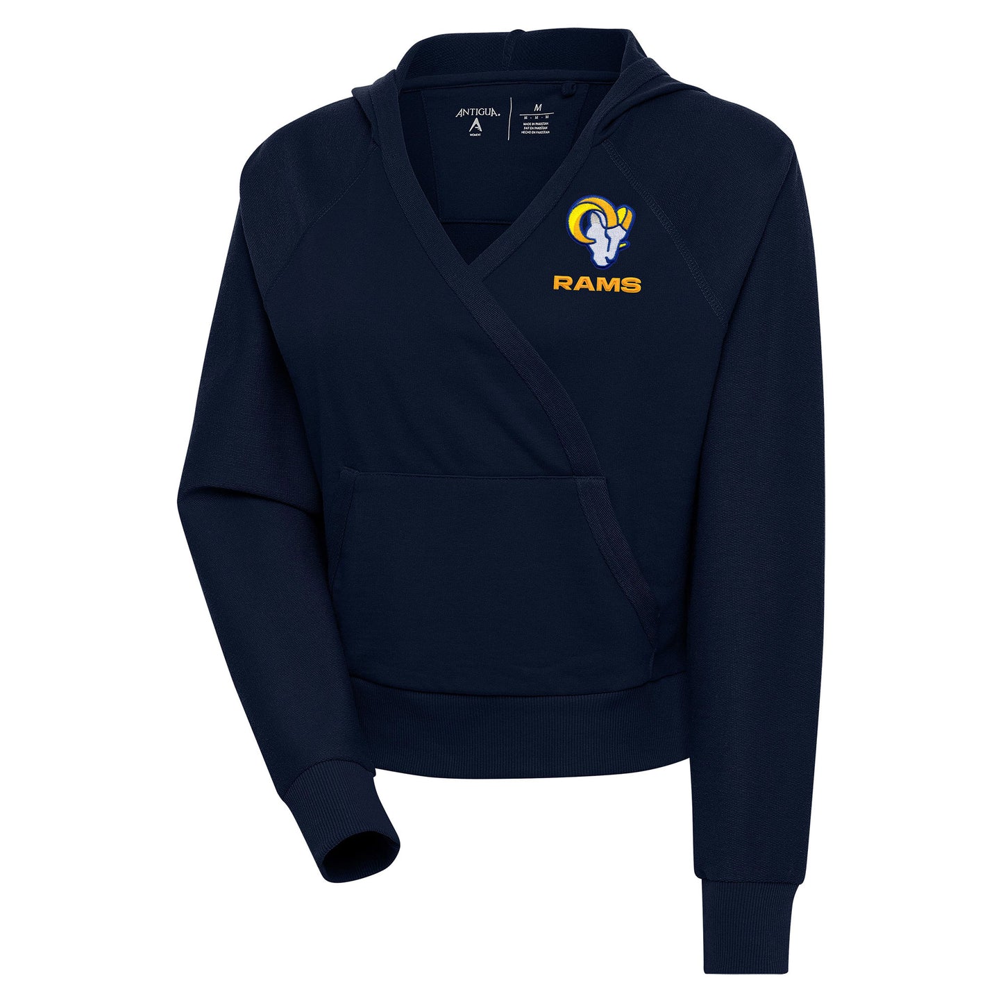 Women's Antigua Navy Los Angeles Rams Point Pullover Hoodie