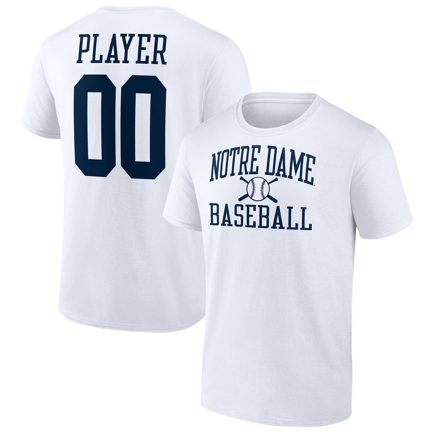 Men's White Notre Dame Fighting Irish Baseball Pick-A-Player NIL Gameday Tradition T-Shirt