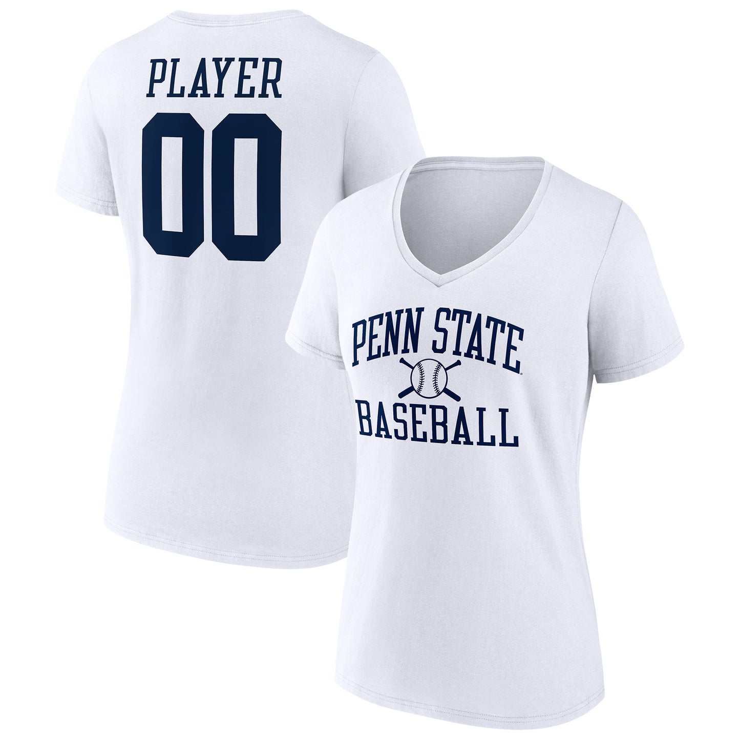 Women's White Penn State Nittany Lions Baseball Pick-A-Player NIL Gameday Tradition V-Neck T-Shirt