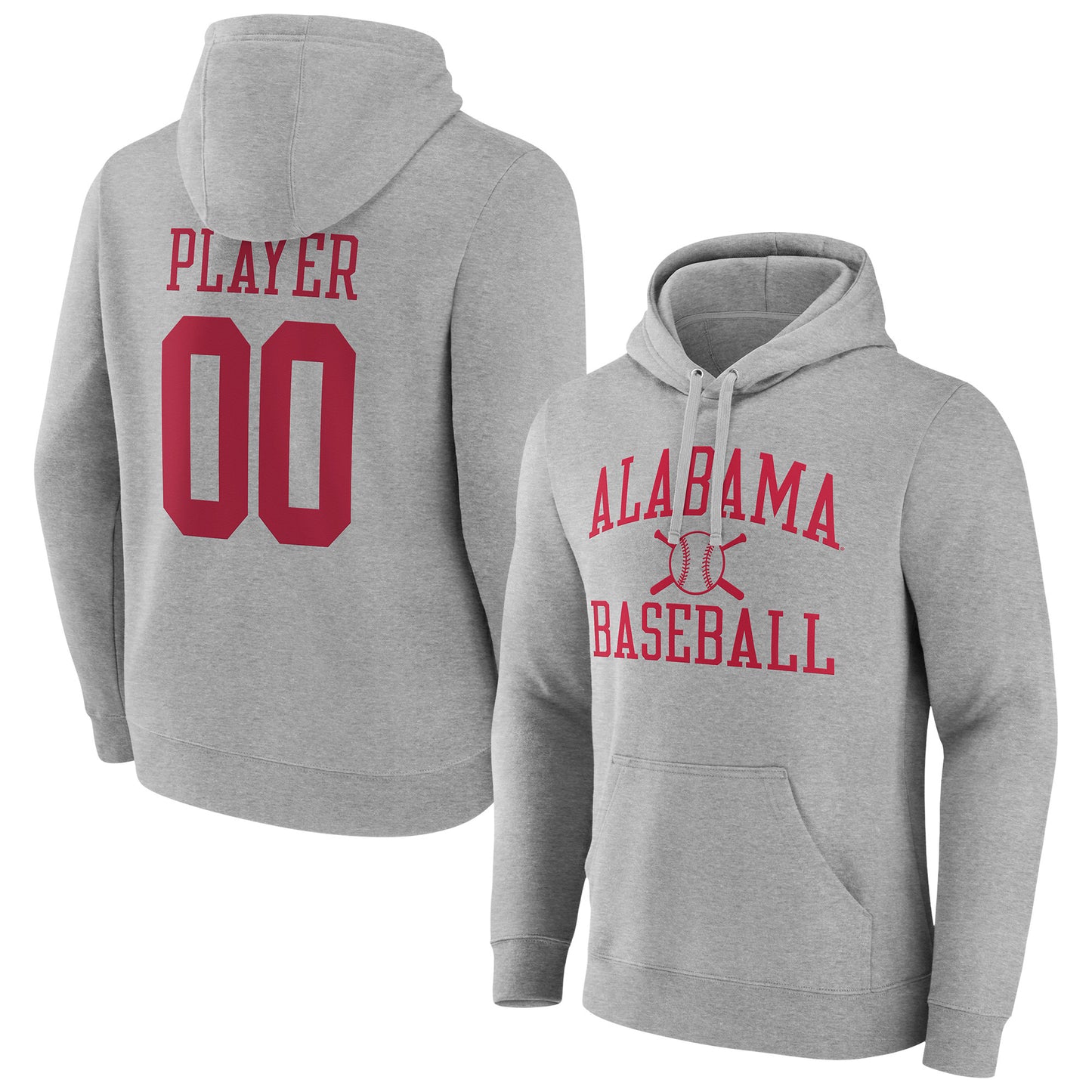 Men's Gray Alabama Crimson Tide Baseball Pick-A-Player NIL Gameday Tradition Pullover Hoodie