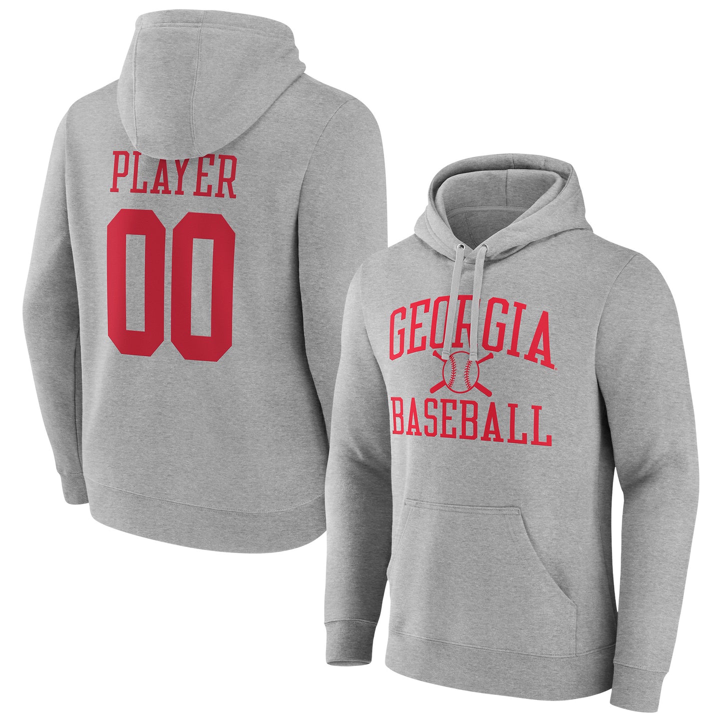 Men's Gray Georgia Bulldogs Baseball Pick-A-Player NIL Gameday Tradition Pullover Hoodie