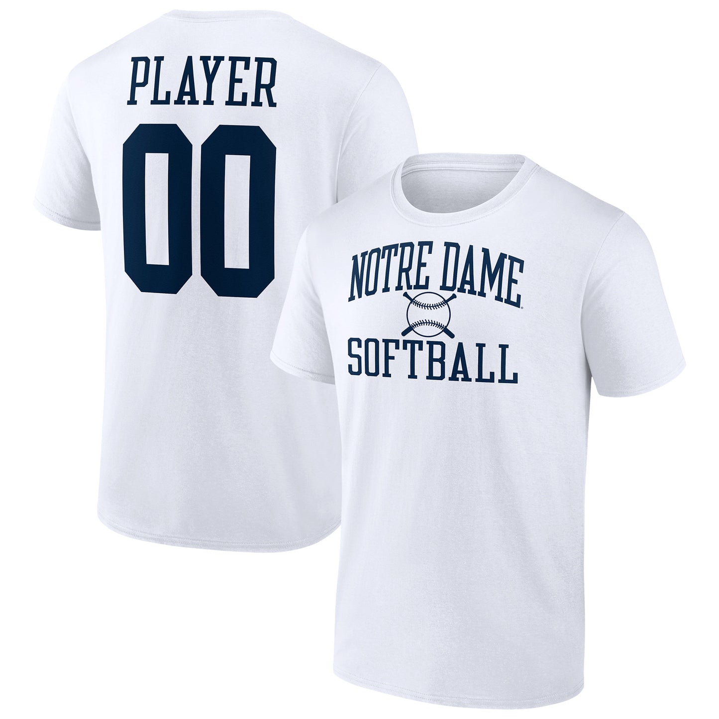 Men's White Notre Dame Fighting Irish Softball Pick-A-Player NIL Gameday Tradition T-Shirt