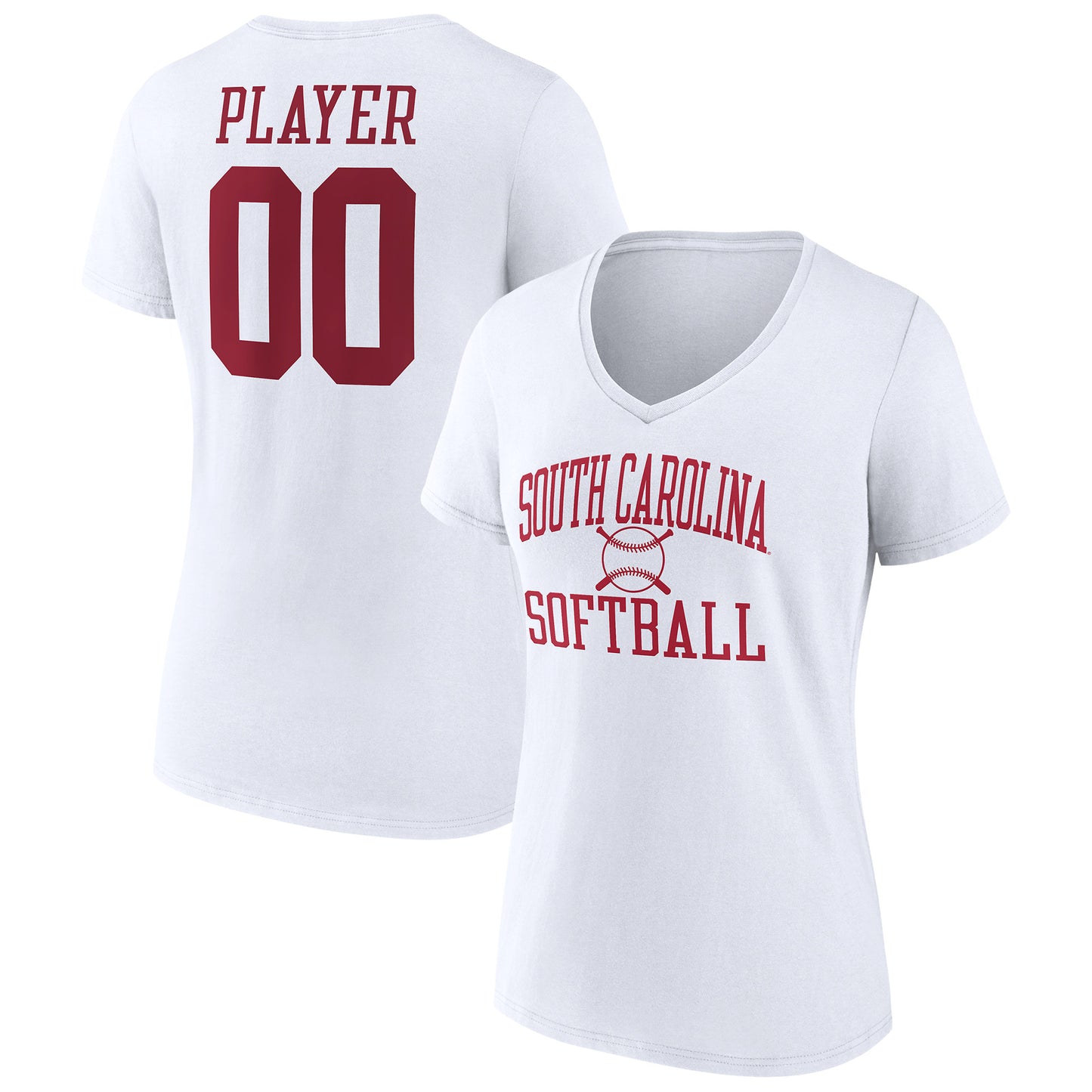 Women's White South Carolina Gamecocks Softball Pick-A-Player NIL Gameday Tradition V-Neck T-Shirt
