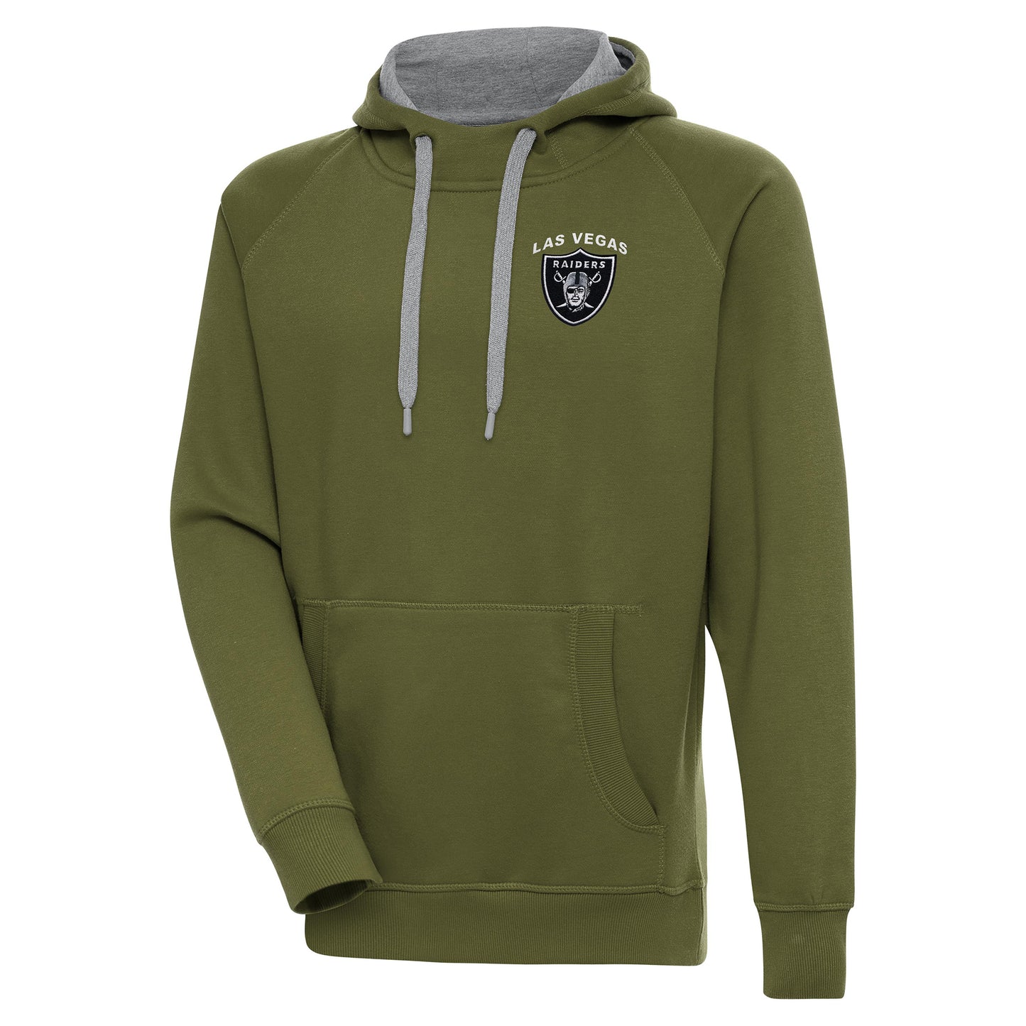 Men's Antigua Olive Las Vegas Raiders Victory Pullover Hoodie