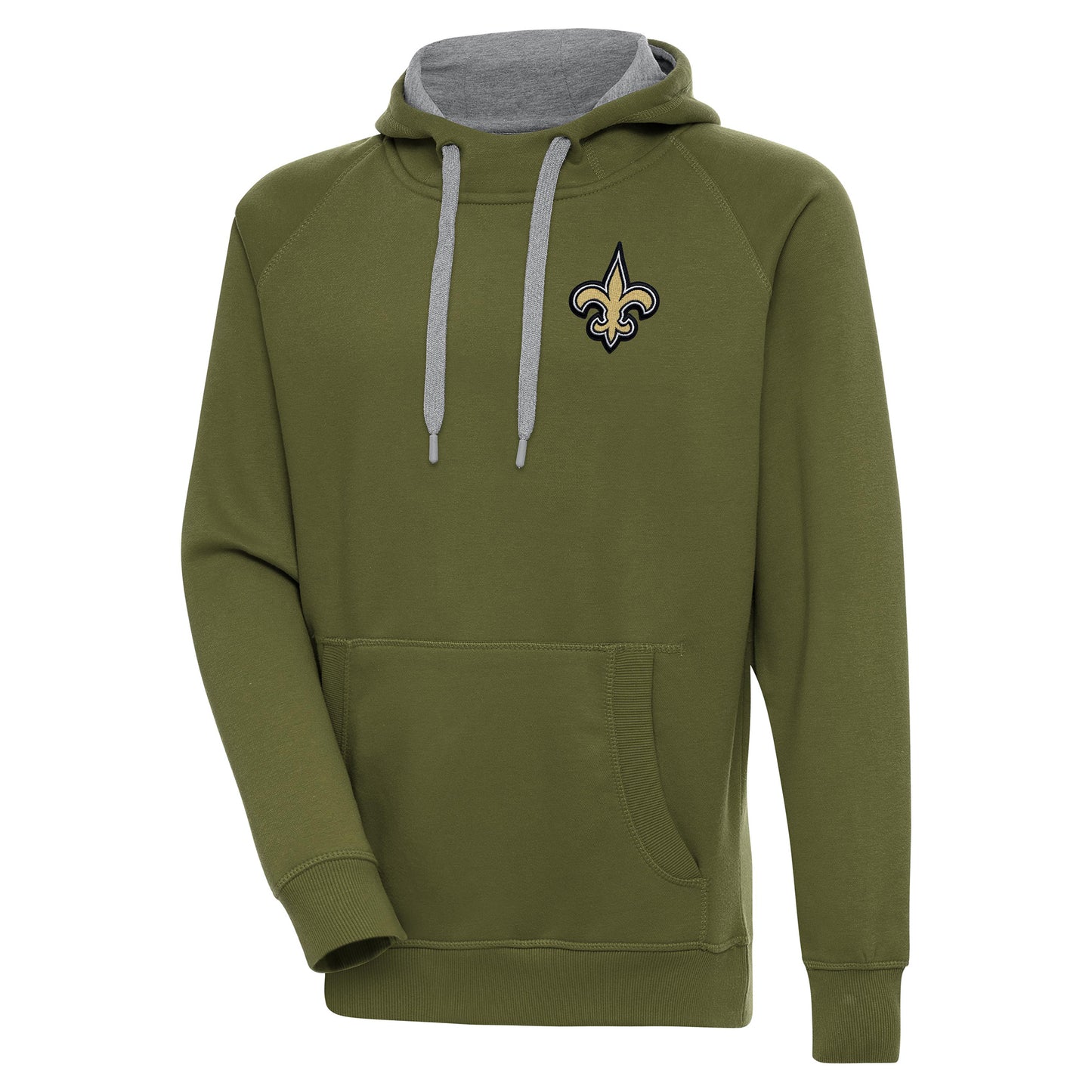 Men's Antigua Olive New Orleans Saints Victory Pullover Hoodie