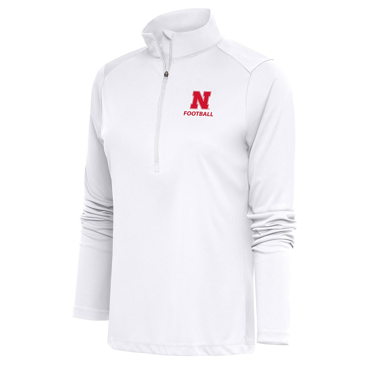 Women's Antigua White Nebraska Huskers Football Tribute Half-Zip Pullover Top