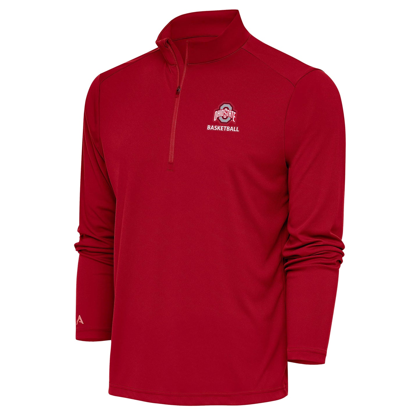 Women's Antigua Scarlet Ohio State Buckeyes Basketball Tribute Half-Zip Pullover Top
