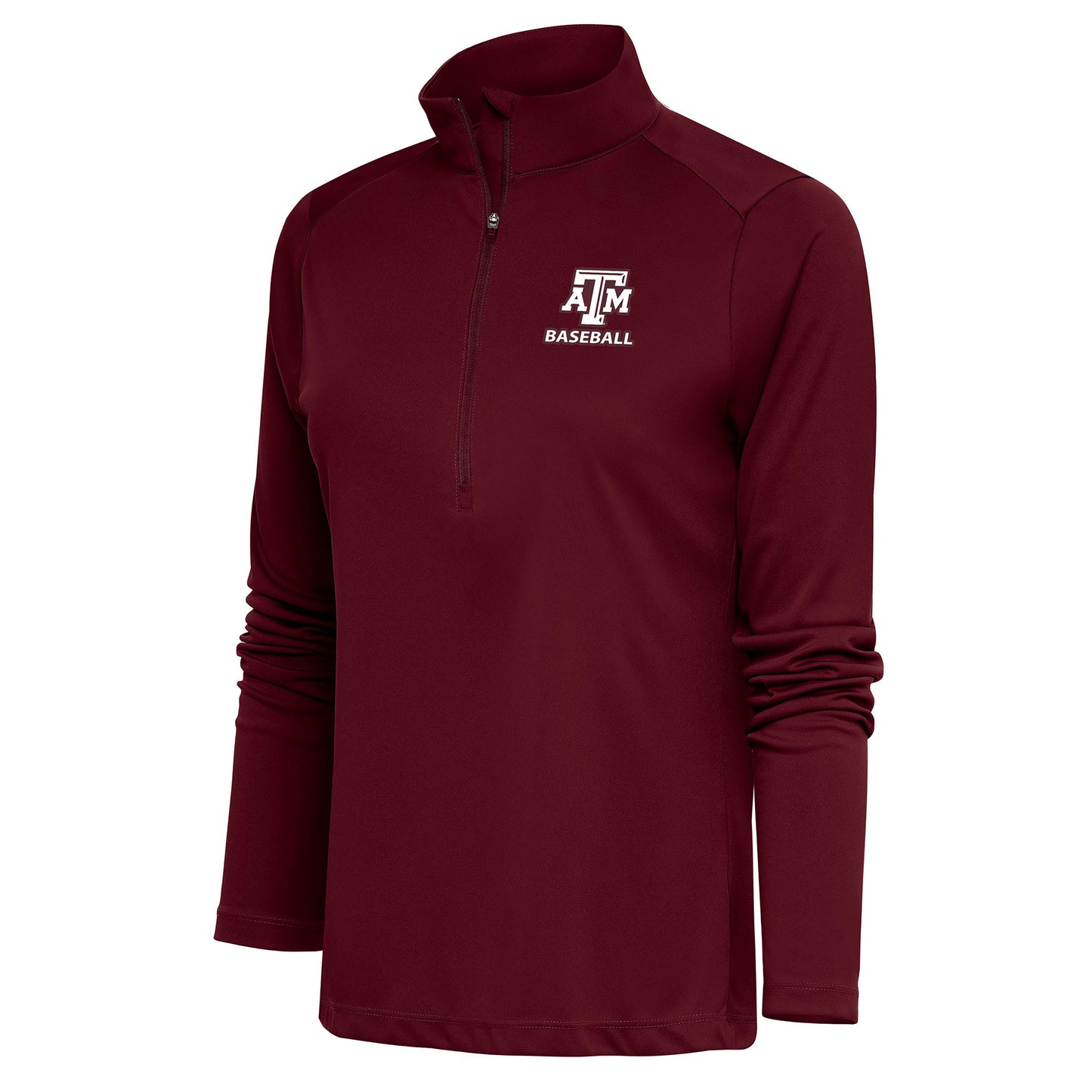 Women's Antigua Maroon Texas A&M Aggies Baseball Tribute Half-Zip Pullover Top