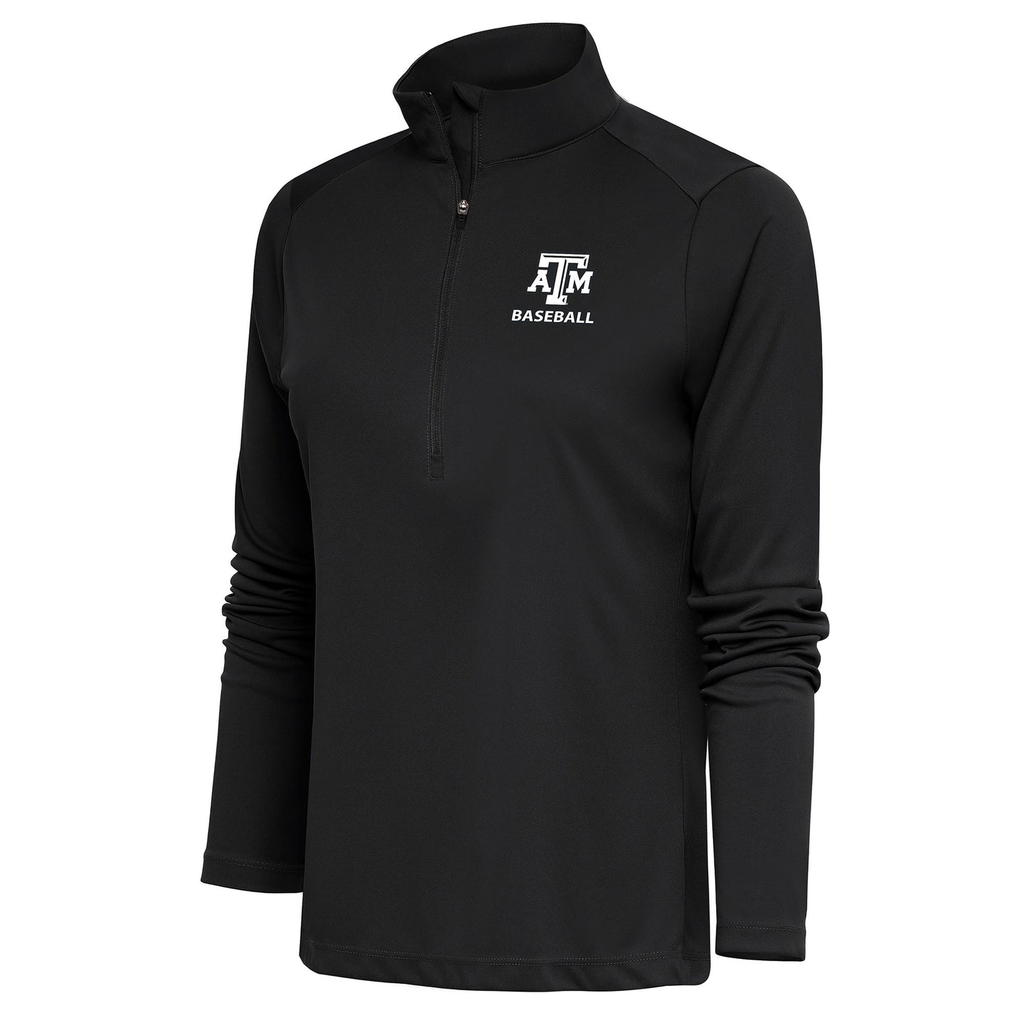 Women's Antigua Charcoal Texas A&M Aggies Baseball Tribute Half-Zip Pullover Top