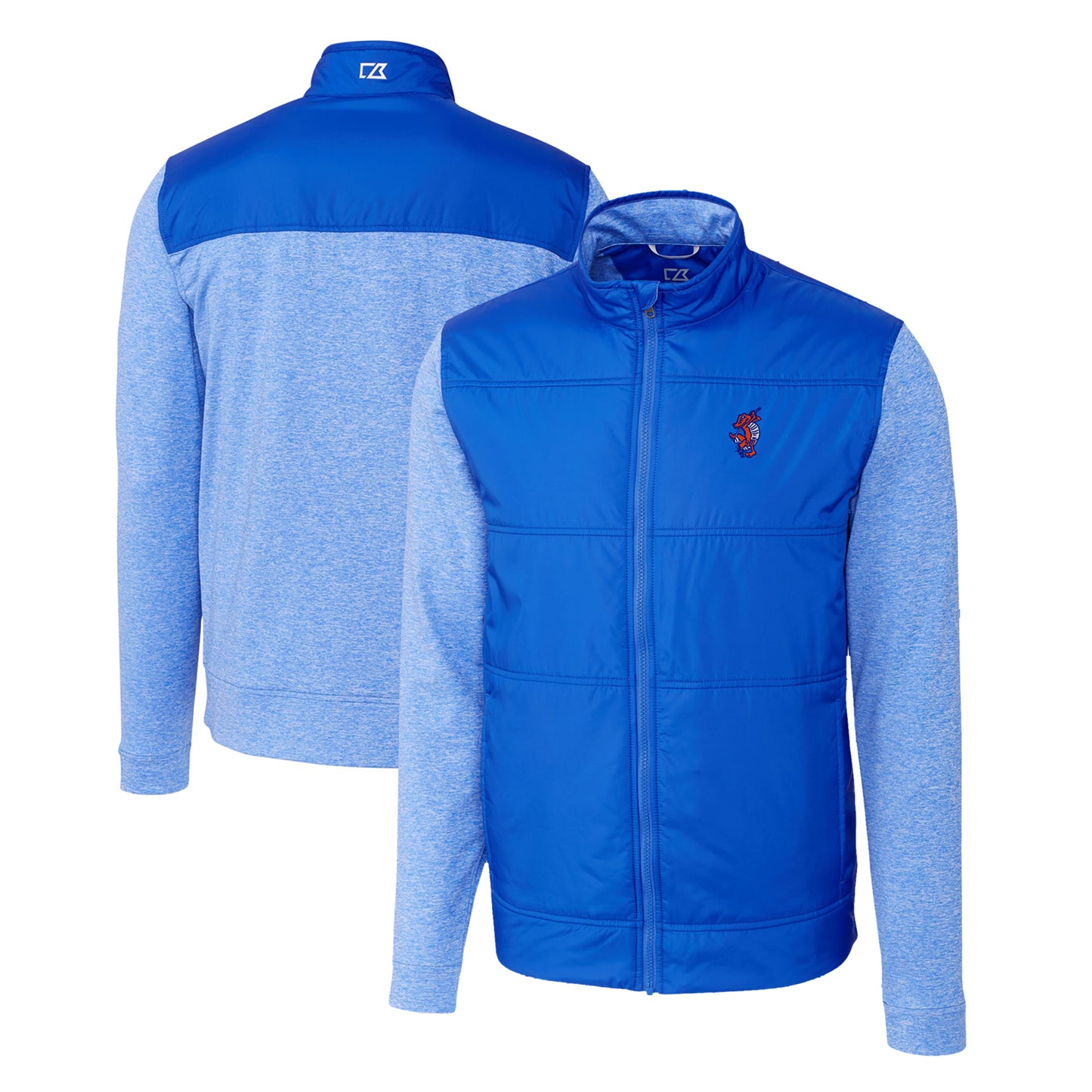 Men's Cutter & Buck Royal Florida Gators Swinging Gator Stealth Hybrid Quilted Full-Zip Windbreaker Jacket