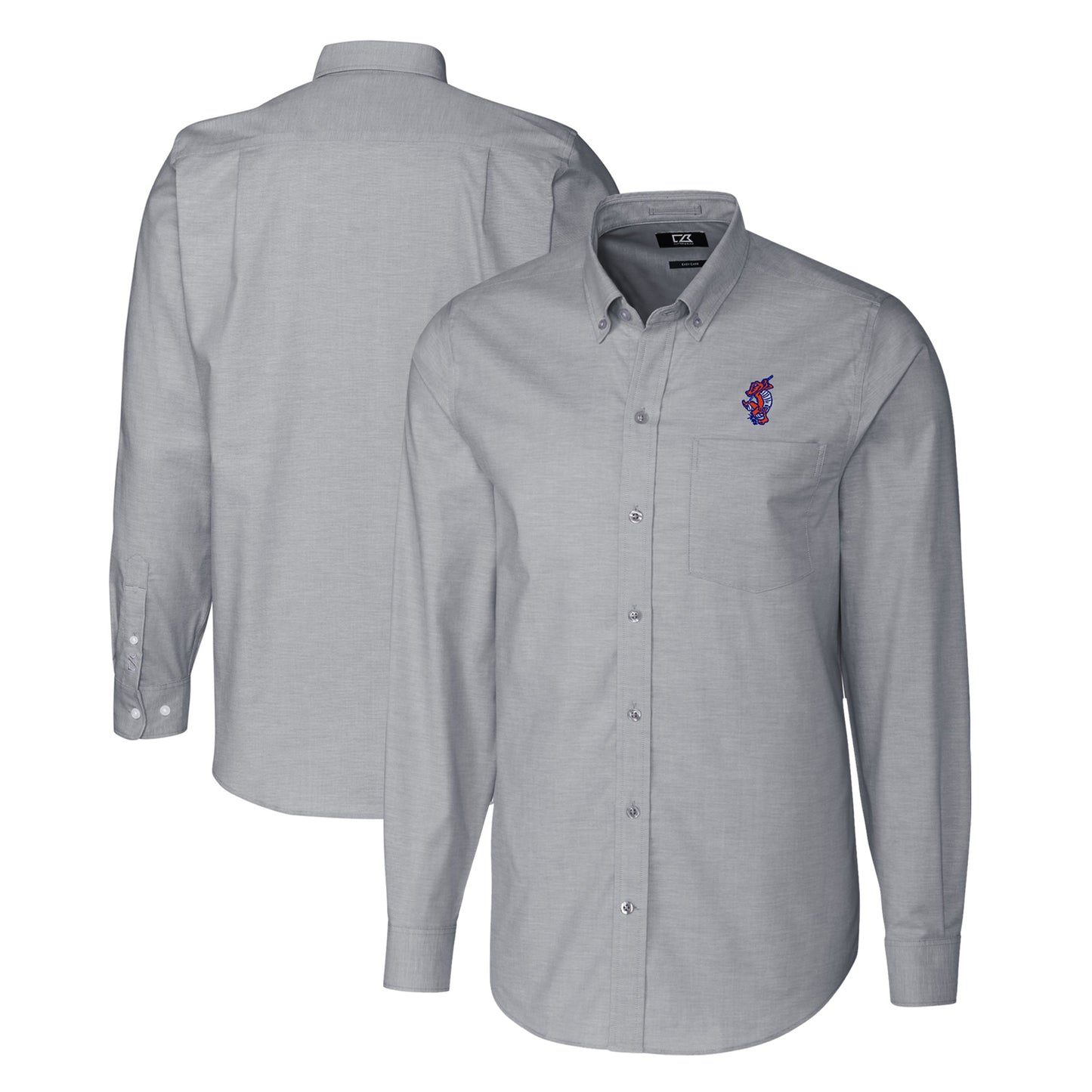 Men's Cutter & Buck Charcoal Florida Gators Swinging Gator Oxford Stretch Tri-Blend Long Sleeve Dress Shirt