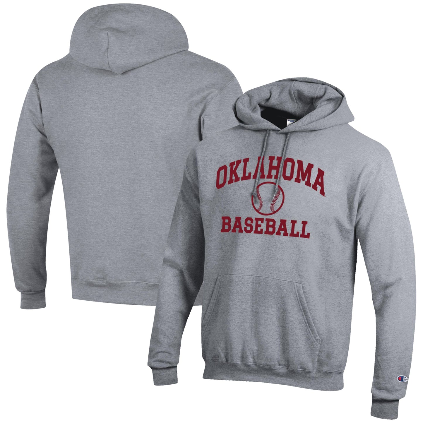 Men's Champion Gray Oklahoma Sooners Baseball Icon Powerblend Pullover Hoodie