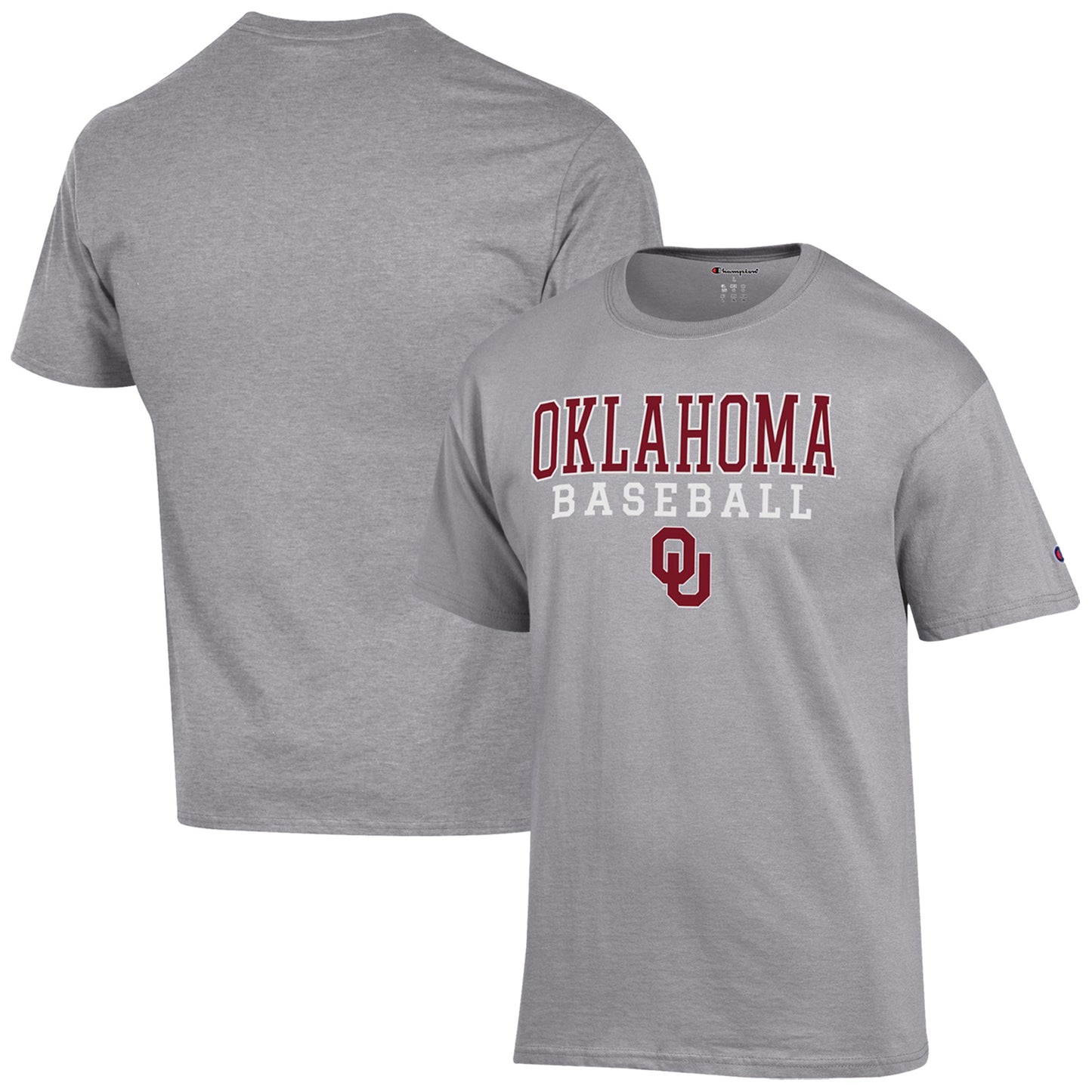 Men's Champion Gray Oklahoma Sooners Baseball Stack T-Shirt