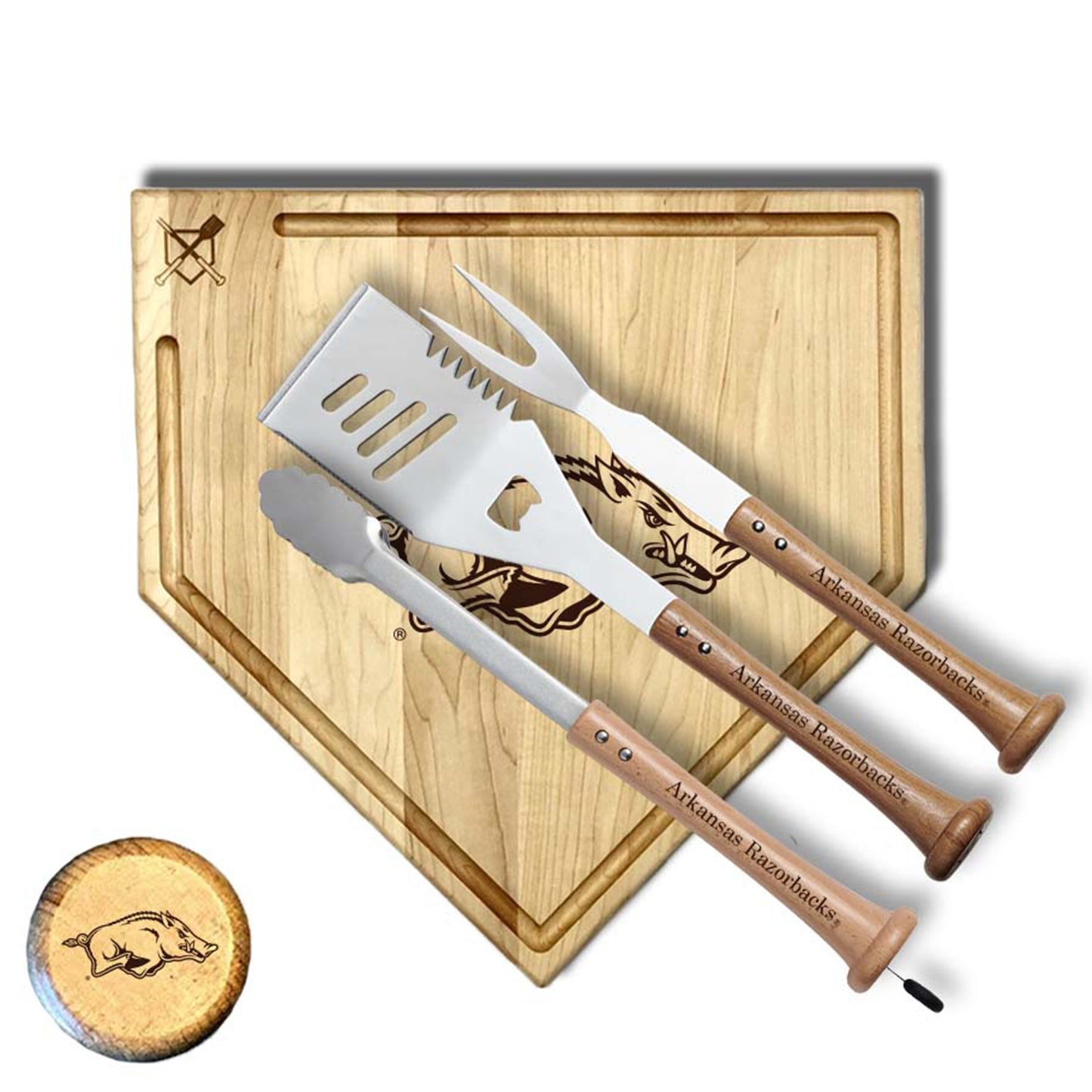 Baseball BBQ Arkansas Razorbacks 17" Trough Silver Slugger Combo Set