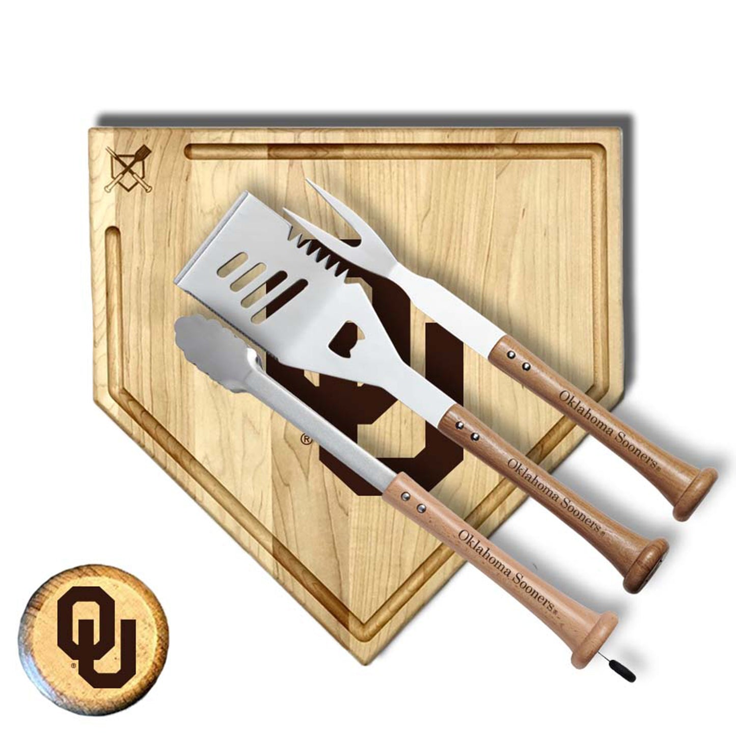 Baseball BBQ Oklahoma Sooners 17" Trough Silver Slugger Combo Set