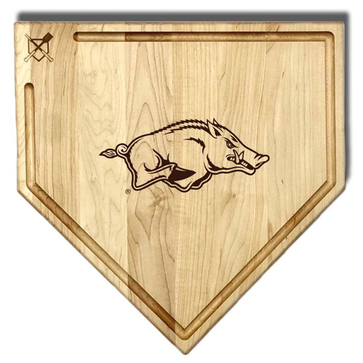 Baseball BBQ Arkansas Razorbacks 17" x 17" Home Plate Cutting Board With Trough