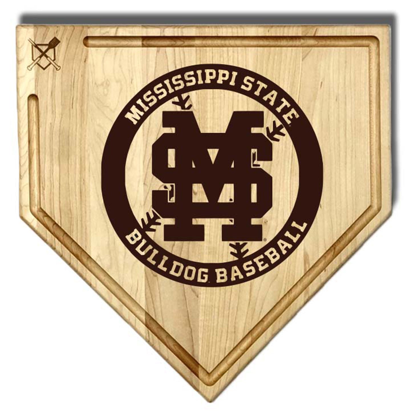 Baseball BBQ Mississippi State Bulldogs 17" x 17" Home Plate Cutting Board With Trough