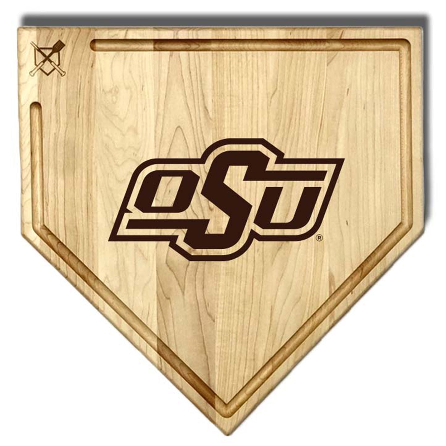 Baseball BBQ Oklahoma State Cowboys 17" x 17" Home Plate Cutting Board With Trough