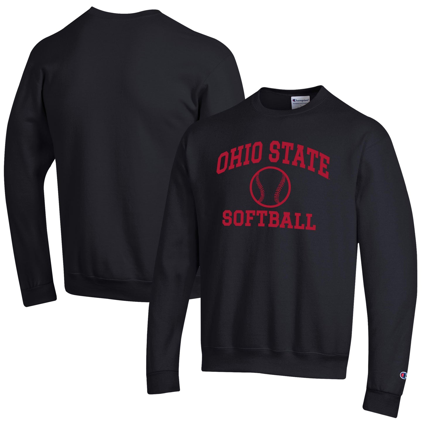 Men's Champion Black Ohio State Buckeyes Softball Icon Powerblend Pullover Sweatshirt