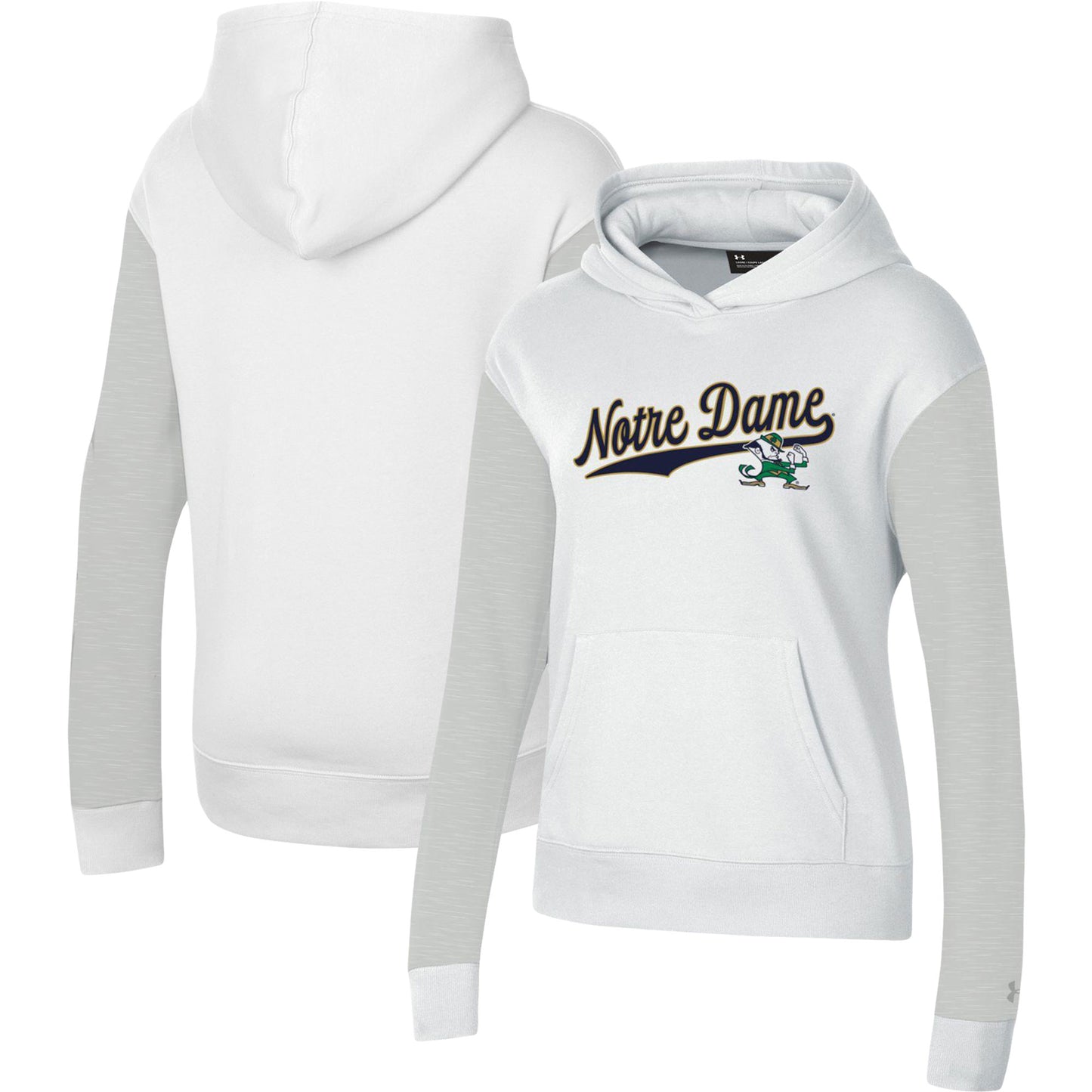 Women's Under Armour White Notre Dame Fighting Irish All Day Pullover Hoodie