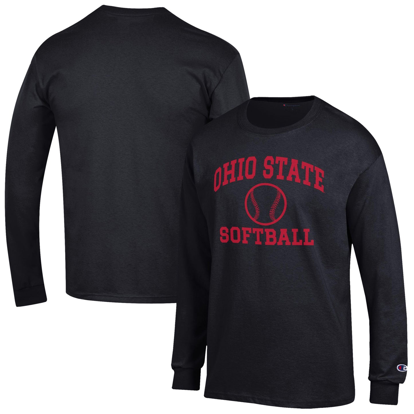Men's Champion Black Ohio State Buckeyes Softball Icon Long Sleeve T-Shirt