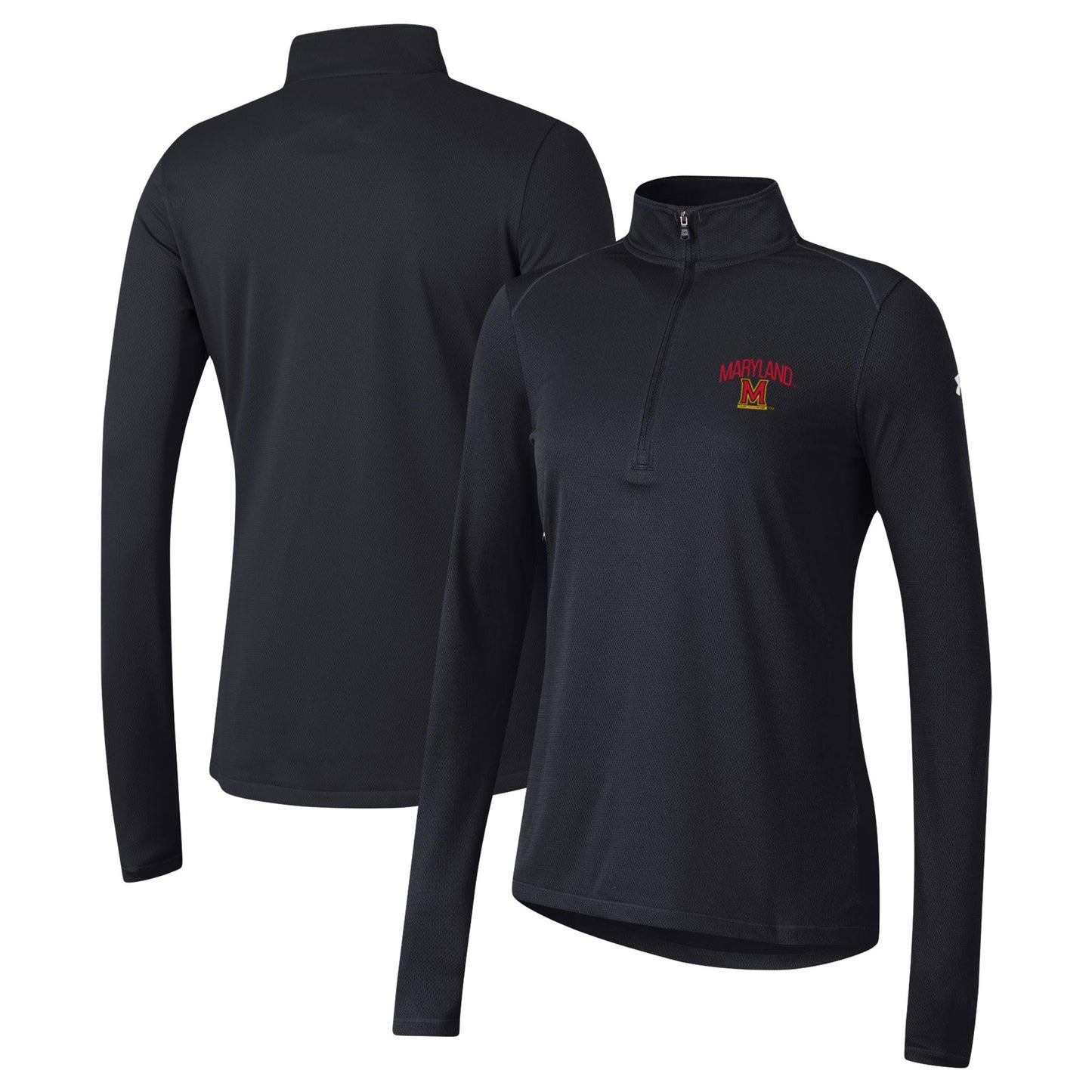 Women's Under Armour Black Maryland Terrapins Tech Mesh Quarter-Zip Top
