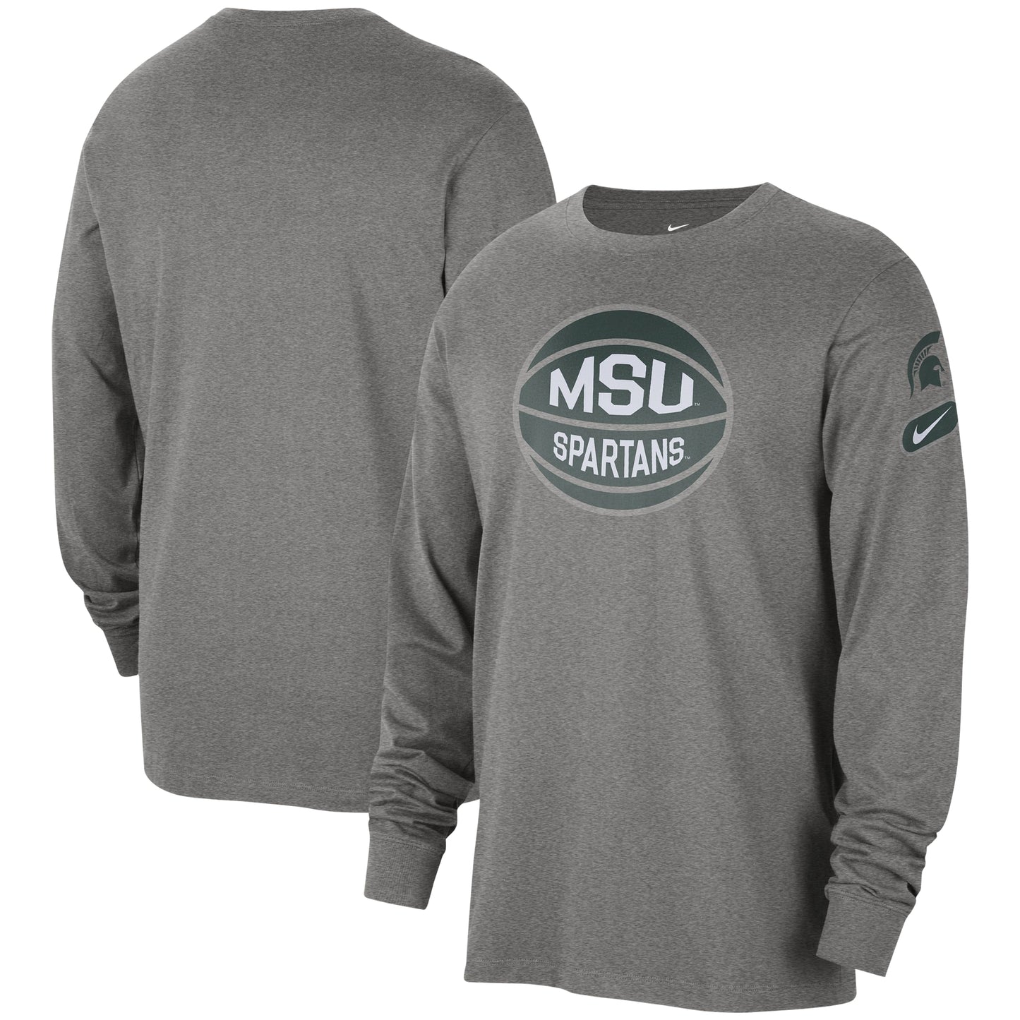 Men's Nike Heather Gray Michigan State Spartans Fast Break Long Sleeve T-Shirt