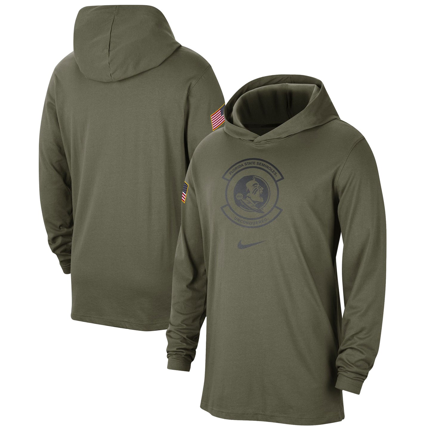 Men's Nike Olive Florida State Seminoles Military Pack Long Sleeve Hoodie T-Shirt