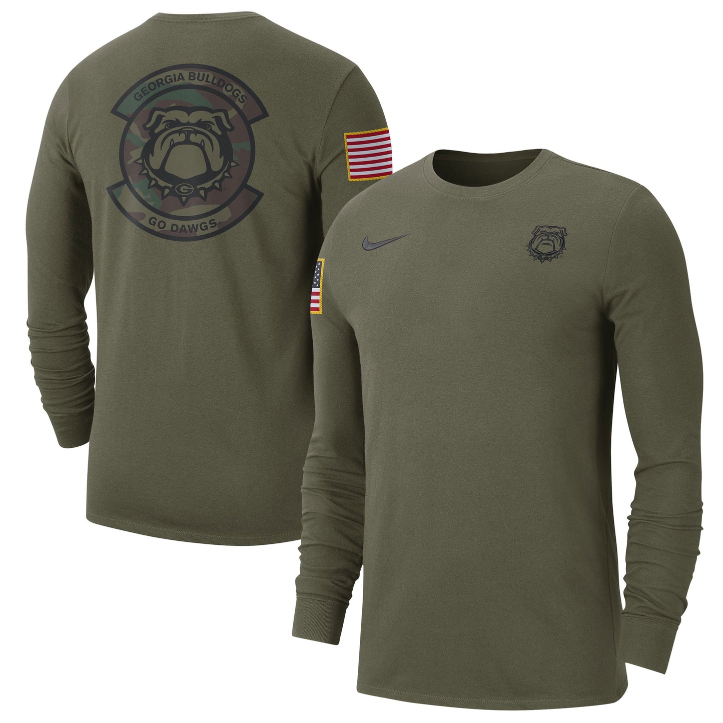 Men's Nike Olive Georgia Bulldogs Military Pack Long Sleeve T-Shirt