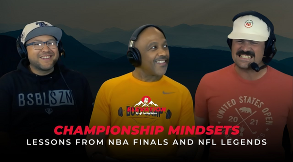 The hosts of the Elevation podcast — Danny Williams, Mark Jackson, and Jeff Gersh — smiling and laughing during the show