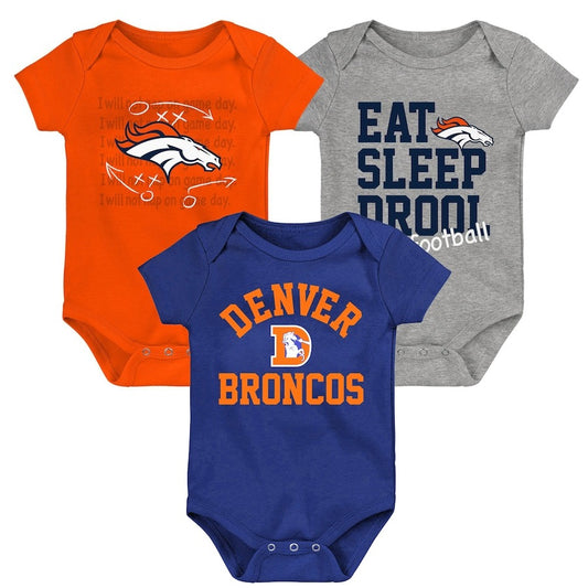 Denver Broncos Newborn &amp; Infant Three-Pack Retro Bodysuit Set