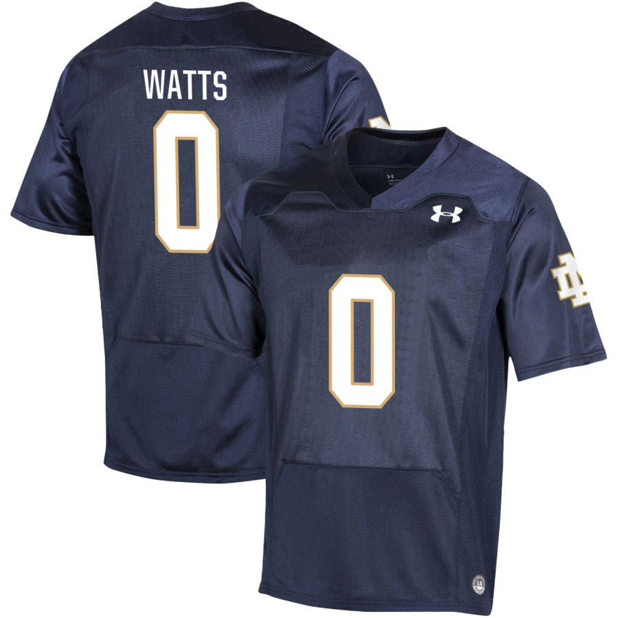 Xavier Watts Men's Under Armour Navy Notre Dame Fighting Irish Pick-A-Player NIL Replica Football Jersey