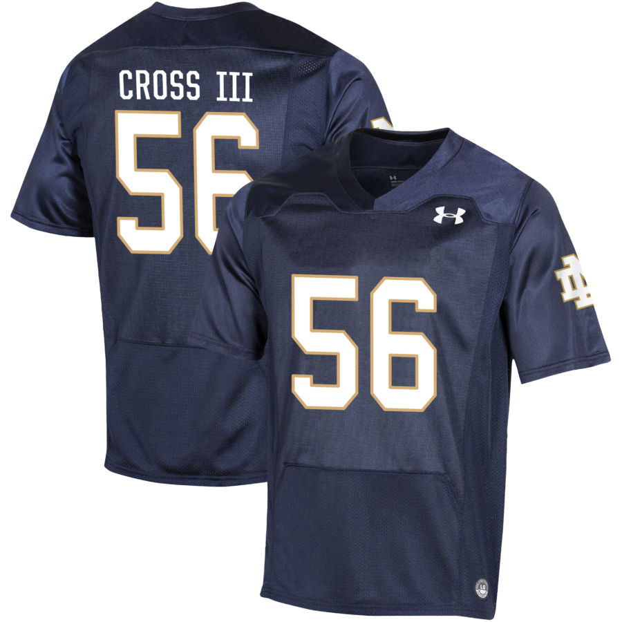 Howard Cross III Men's Under Armour Navy Notre Dame Fighting Irish Pick-A-Player NIL Replica Football Jersey